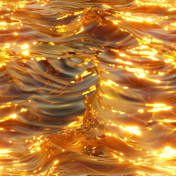 Glossy Flowing Golden Fluid Surface seamless PBR texture preview