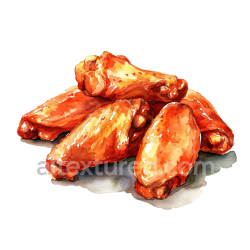 seamless Buffalo Chicken Wings Breakfast Illustration with Rich Orange-Red Tones texture 8k free download PBR