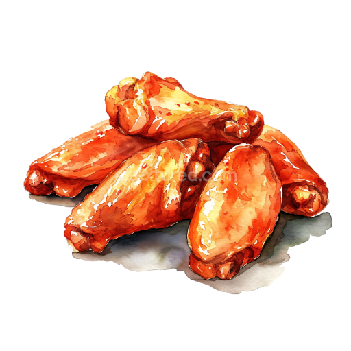 Buffalo Chicken Wings Breakfast Illustration with Rich Orange-Red Tones