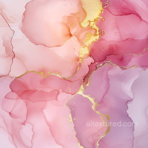 Alcohol Ink PBR Texture with Elegant Pink and Gold Fluid Waves seamless Alcohol ink PBR texture
