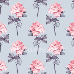 seamless Seamless 3D PBR Watercolor Rose Floral Fabric Texture with Soft Gray Background texture 8k free download PBR