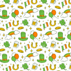 seamless Seamless 3D PBR Texture Featuring St Patrick Symbols in Green, Orange, and Yellow texture 8k free download PBR