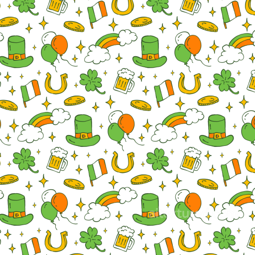 Featuring St Patrick Symbols in Green, Orange, and Yellow seamless St patrick digital paper bundle PBR texture