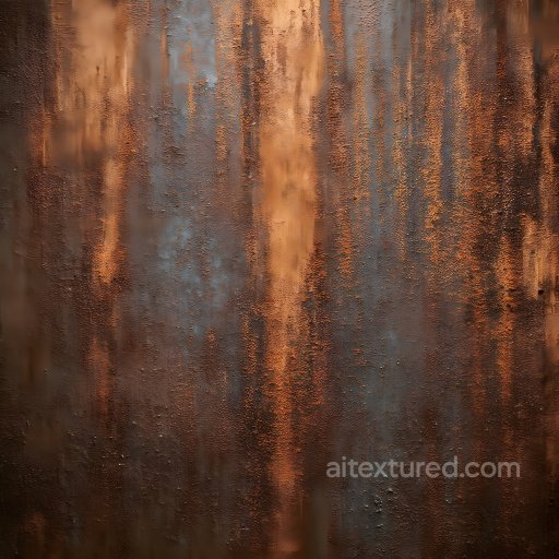 Rusty Metal PBR Texture Featuring Vertical Orange-Brown Corrosion and Surface Pitting seamless Rust PBR texture