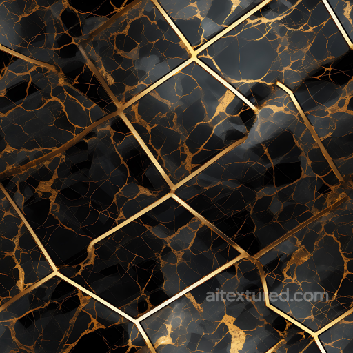 Black Marble Floor PBR Texture with Polished Gold Vein Accents seamless Marble PBR texture