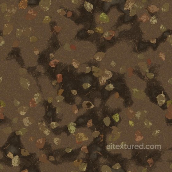 Muddy Swamp with Fallen Leaves | Free PBR Ground surface texture preview