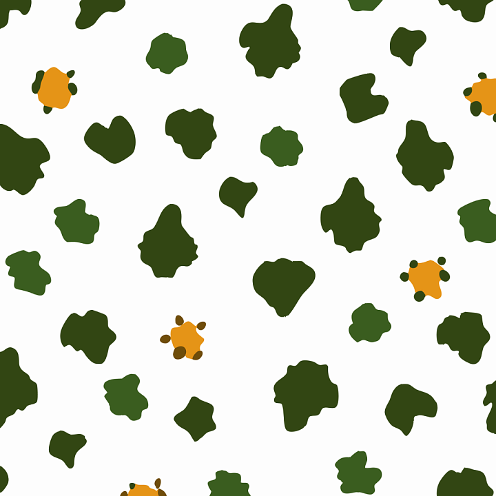 Leopard Print with Olive Green and Warm Orange Spots seamless PBR texture preview