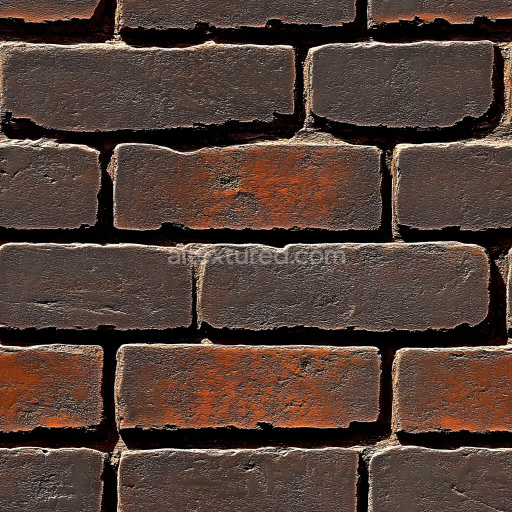 Seamless 3D Cracked Red Brick Wall PBR Texture with Rough Surface and Sharp Edges