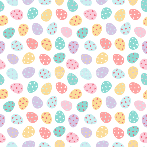 Seamless 3D PBR Texture of Pastel Easter Eggs with Heart Patterns
