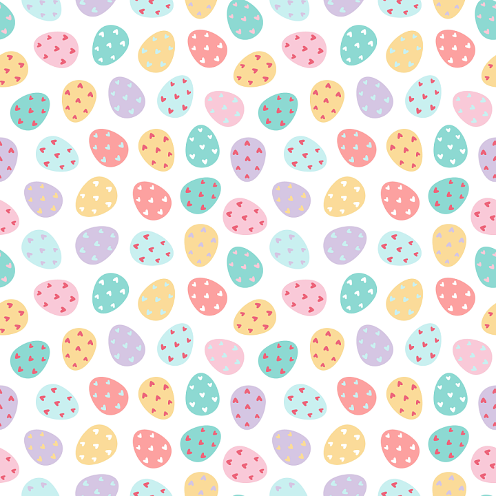 All Christmas Digital paper of Pastel Easter Eggs with Heart Patterns seamless PBR texture preview