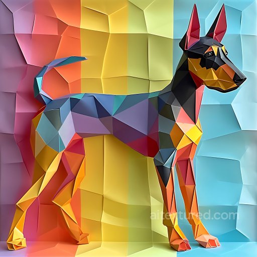 Animal - Seamless 3D PBR Texture Featuring Doberman Pinscher Origami Geometric Pattern texture preview