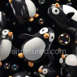 seamless Seamless 3D Inflated Vinyl Penguin Panels PBR Texture – Black, White & Orange Cute Design texture 8k free download PBR