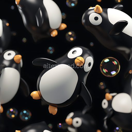 Seamless 3D Inflated Soft Vinyl Penguin Texture with Glossy Finish