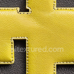 seamless Seamless 3D PBR Texture of Grainy Yellow and Black Stitched Leather Panels texture 8k free download PBR