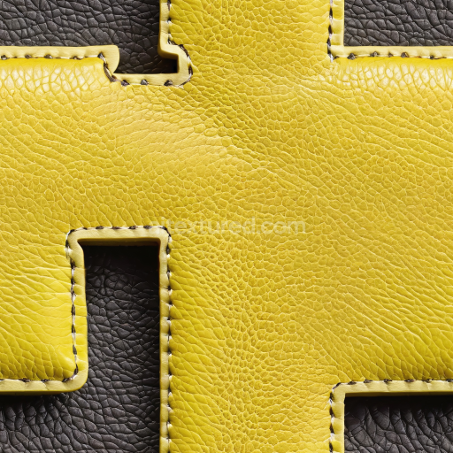 Seamless 3D PBR Texture of Grainy Yellow and Black Stitched Leather Panels