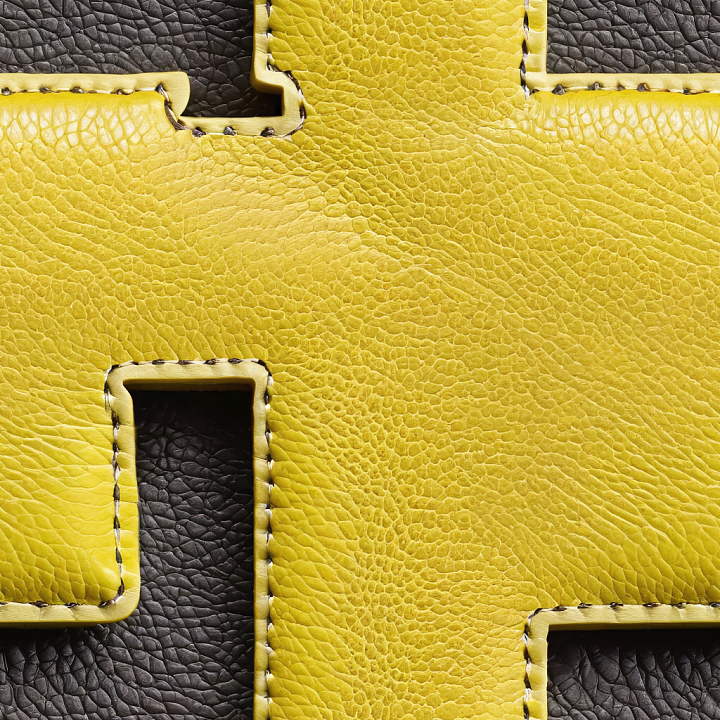 Grainy Yellow and Black Stitched Leather Panels seamless PBR texture preview