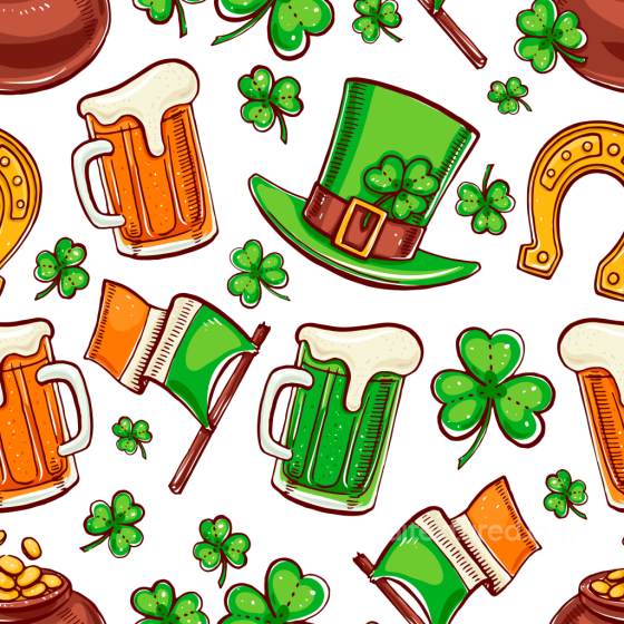St Patrick Digital Paper Texture with Beer, Shamrocks & Hats St patrick digital paper bundle texture preview