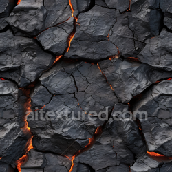 seamless Seamless 3D volcanic rock PBR texture with cracked lava fissures and rugged surface texture 8k free download PBR