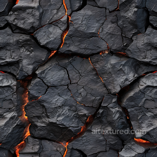 volcanic rock PBR texture with cracked lava fissures and rugged surface seamless Stone PBR texture