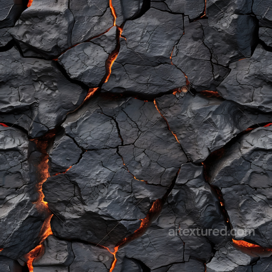 volcanic rock PBR texture with cracked lava fissures and rugged surface Stone texture preview