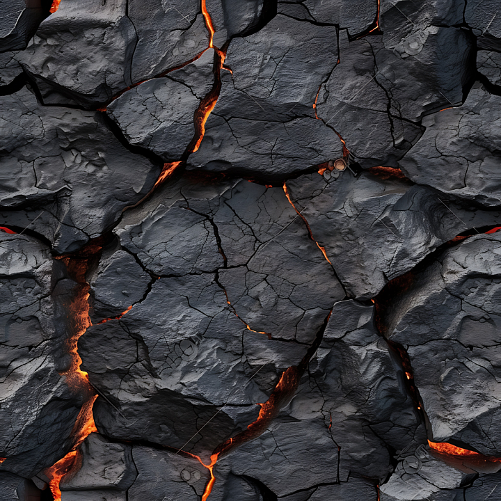 Volcanic Rock With Cracked Lava Fissures And Rugged Surface seamless PBR texture preview