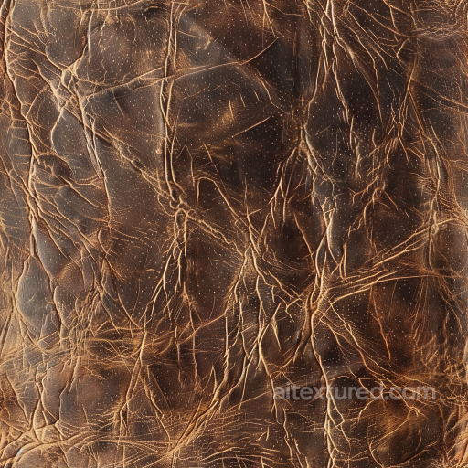 Cracked Distressed Brown Leather Seamless Texture with Deep Wrinkles seamless Leather PBR texture