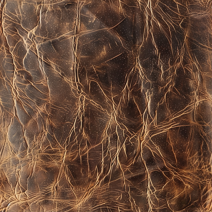 Cracked Distressed Brown Leather with Deep Wrinkles seamless PBR texture preview