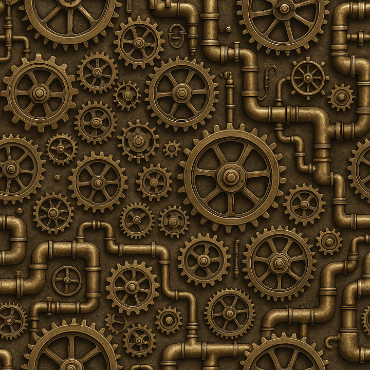 Water - Make Generative Fill Steampunk Cogs Steam Pipes Theme seamless PBR texture preview