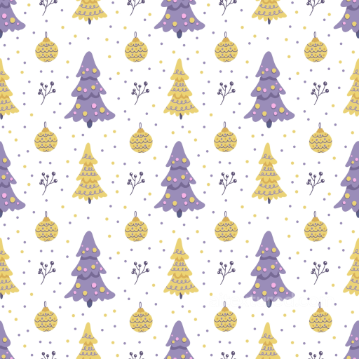 Featuring Purple and Yellow Christmas Trees Pattern seamless All Christmas Digital paper PBR texture