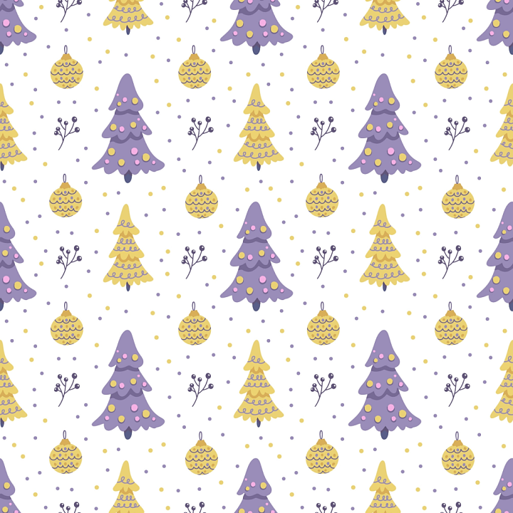 Featuring Purple and Yellow Christmas Trees Pattern seamless PBR texture preview