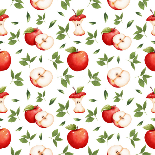 Pattern Bundle - Seamless 3D Pattern PBR Texture Featuring Realistic Apple Fruits and Leaf Motifs texture preview