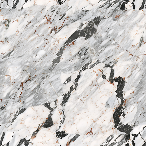 Seamless 3D Fiorito Natural Marble PBR Texture with Black and Copper Veins