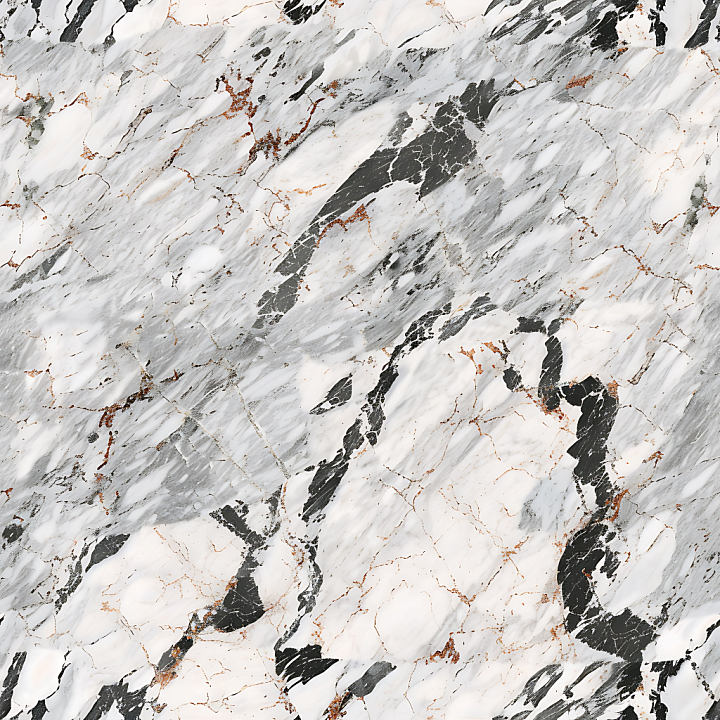 Fiorito Natural Marble with Black and Copper Veins seamless PBR texture preview
