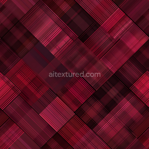 Seamless 3D Plaid Metal PBR Texture with Deep Red and Black Geometric Pattern