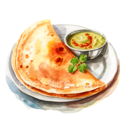seamless Indian Masala Dosa Breakfast with Spiced Chutney PNG Illustration texture 8k free download PBR