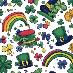 seamless Seamless 3D PBR St Patrick digital paper texture with festive hats and shamrocks texture 8k free download PBR