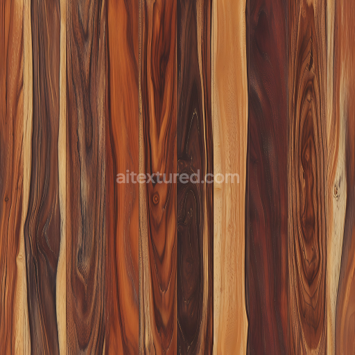 Seamless 3D Exotic Wood Planks PBR Texture with Deep Grain Patterns and Warm Tones