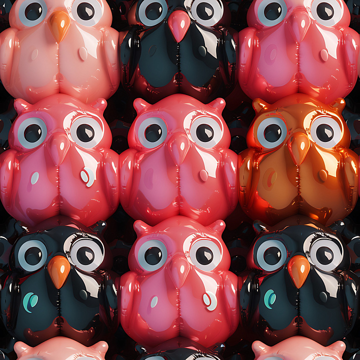 Inflated Featuring Colorful Vinyl Owl Pillows seamless PBR texture preview