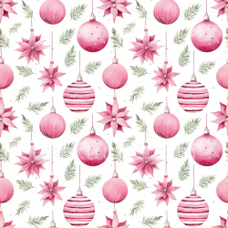 seamless Seamless 3D PBR Texture of Pink Christmas Ornaments and Pine Sprigs texture 8k free download PBR