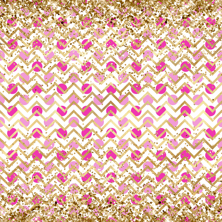 Pink and Gold Glitter Pattern with Chevron and Confetti seamless PBR texture preview