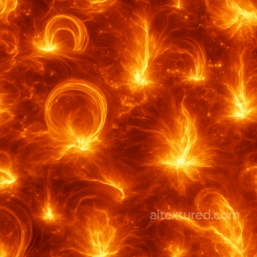 Stellar Corona With Coronal Loops And Plasma Storm Effects seamless Star, space, planets PBR texture