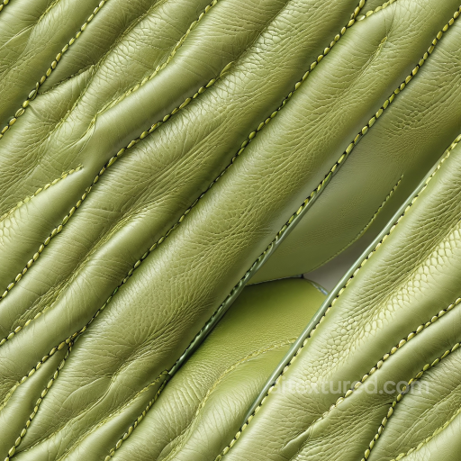 Green Quilted Leather PBR Texture with Stitched Padded Panels and Natural Grain seamless Leather PBR texture