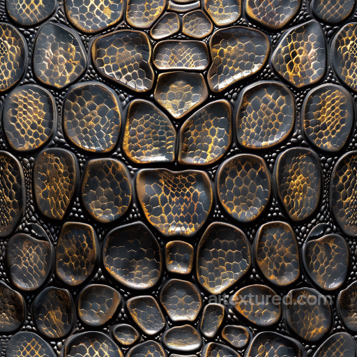 Black Leather PBR Texture with Glossy Reptile Scale Pattern seamless Leather PBR texture