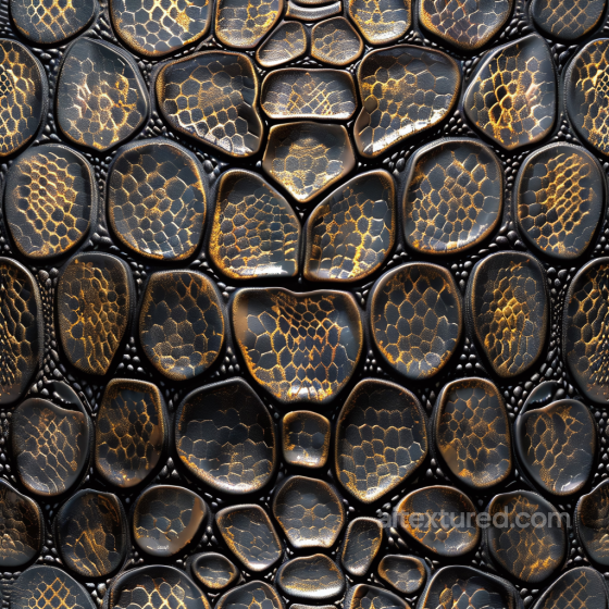 Black Leather PBR Texture with Glossy Reptile Scale Pattern Leather texture preview