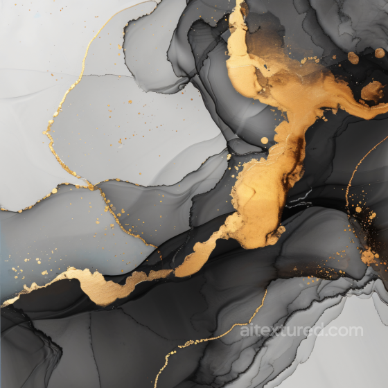 Alcohol Ink PBR Texture Featuring Gold Veins and Smoky Gray Swirls Alcohol ink texture preview