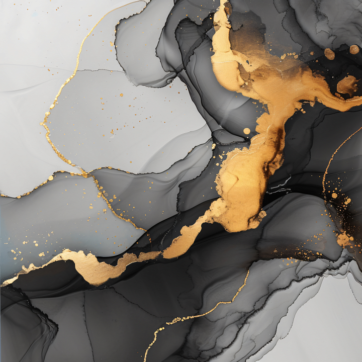 Alcohol Ink Featuring Gold Veins and Smoky Gray Swirls seamless PBR texture preview