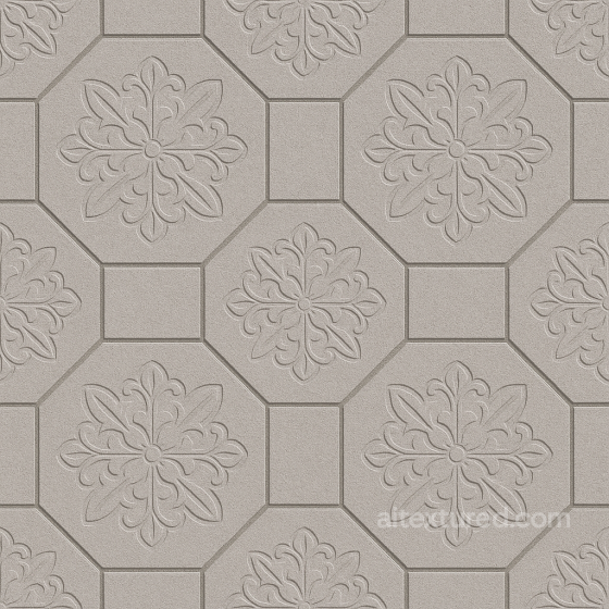 Seamless Concrete PBR Texture - Park Pavement Made Light Gray Octagonal Tiles Floral Concrete texture preview