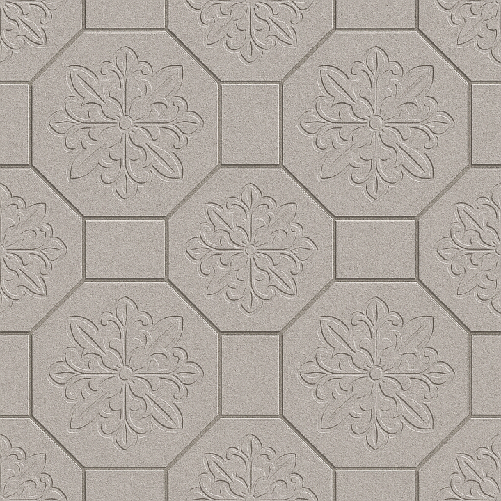 Concrete - Park Pavement Made Light Gray Octagonal Tiles Floral Asphalt seamless PBR texture preview