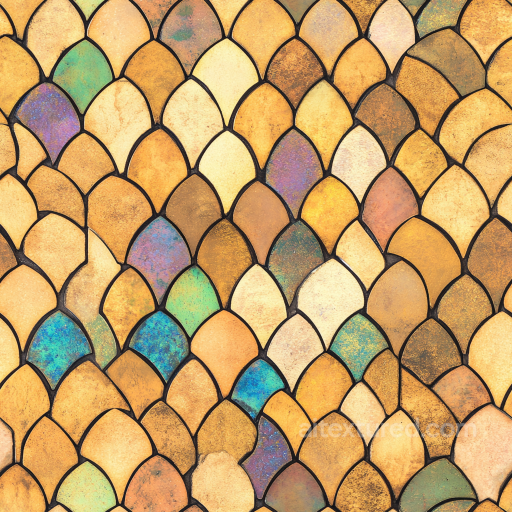 Mosaic PBR Texture Featuring Iridescent Ceramic Tiles in Warm Earth Tones seamless Mosaic PBR texture
