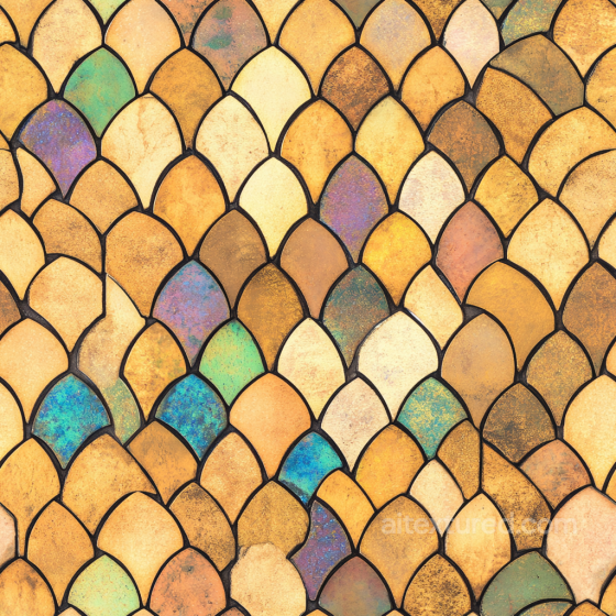Mosaic PBR Texture Featuring Iridescent Ceramic Tiles in Warm Earth Tones Mosaic texture preview